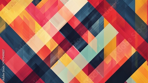 A vibrant kaleidoscope of geometric shapes intertwining seamlessly in a symphony of flat colors.