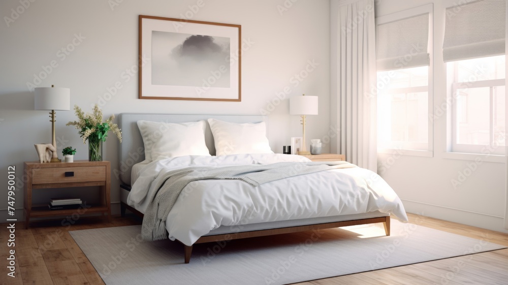 Clean and inviting bedroom adorned with white duvet