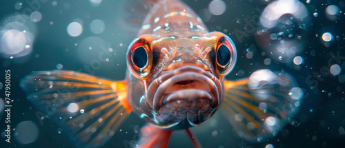 Close-up of a fish under water shimmering scales