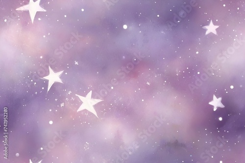 Pastel purple watercolor with shiny stars and bokeh effect  fantastic magical texture .seamless pattern