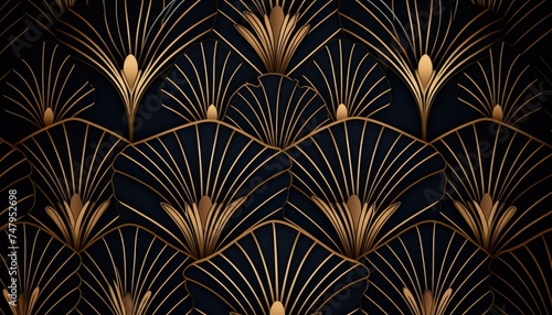 Luxury golden wallpaper. Art Deco Pattern,