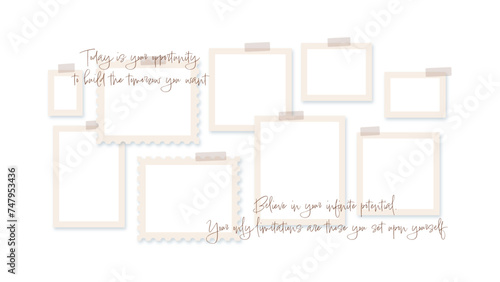 Vector photo collage template moodboard pictures grids vector illustration, vision board	