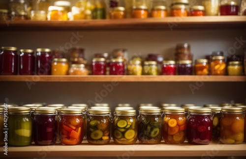 Pantry stocked with glass jars filled
