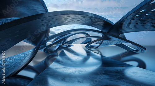 Abstract visualization of a financial bridge made of merging paths