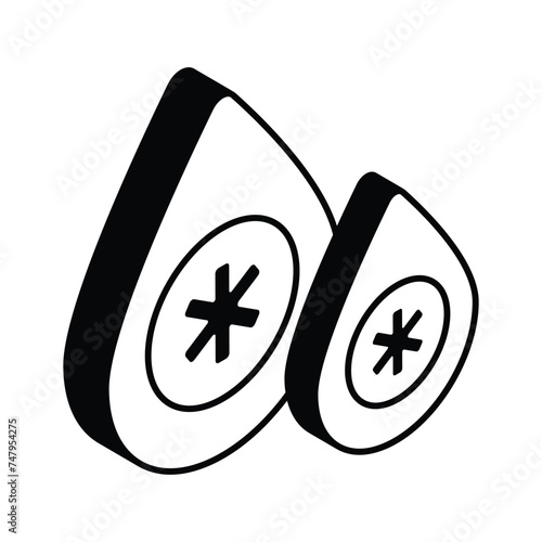 An isometric icon of blood drops in modern style, editable vector