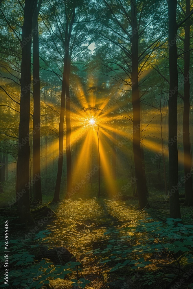 **Sunburst Through Redwoods Photo 4K