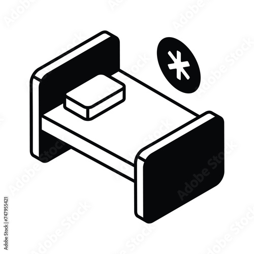 Hospital bed for medical treatment, an editable vector of rehabilitation bed