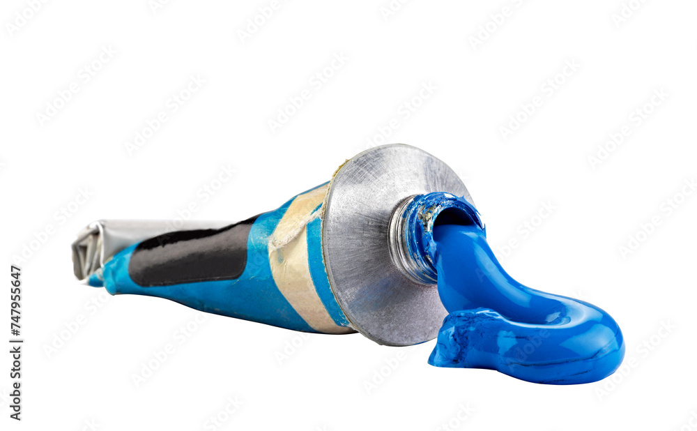 A tube with blue oil paint