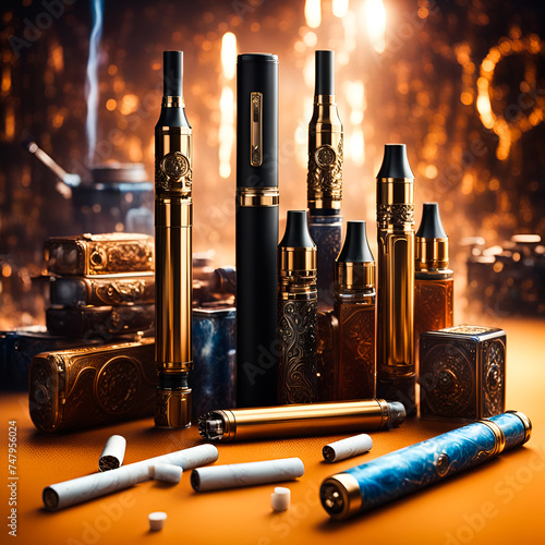 Electric cigarette supplies. Edited AI generated image 