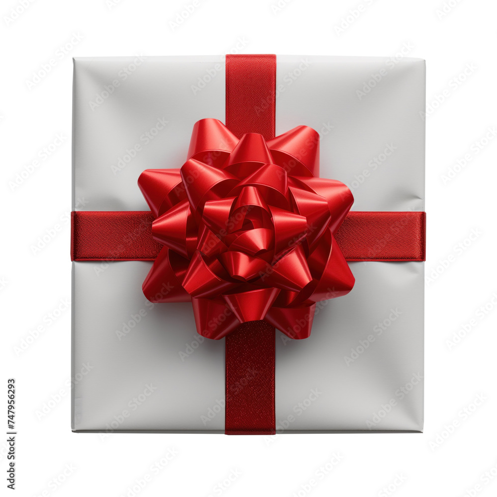 Gift box with red ribbon bow isolated Gift box with red ribbon bow isolated