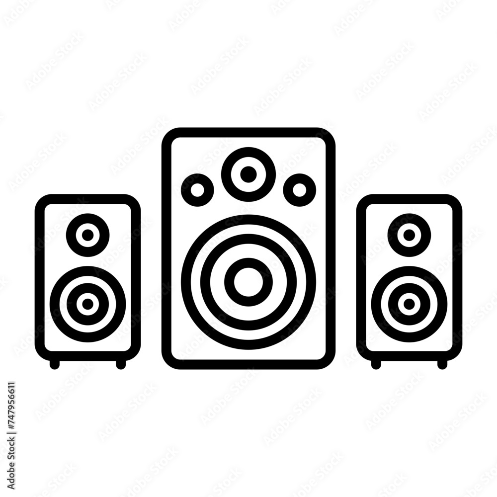 Sound system icon. Music icon in line style Sound system icon. Music icon in line style
