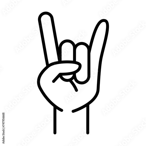 Hands forming a rock n roll gesture. Music icon in line style. Heavy Metal icon