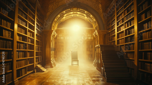  Imaginative scene of an ethereal library where Bibles encode secrets in parables.