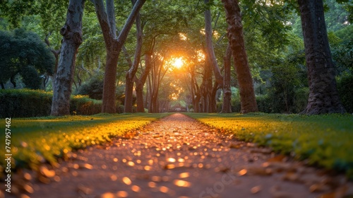 tree lined paths, city park streets photo