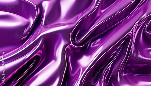 Purple liquid chrome shiny metal smooth liquid satin texture background © Anna