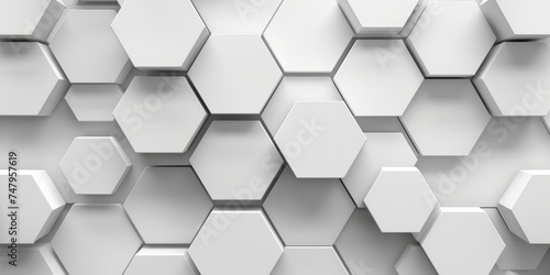 Seamless light white and gray background with a detailed hexagon design, arranged in a honeycomb structure that conveys simplicity and sophistication. Sharp and clear pattern with a smooth gradient. © James Ellis