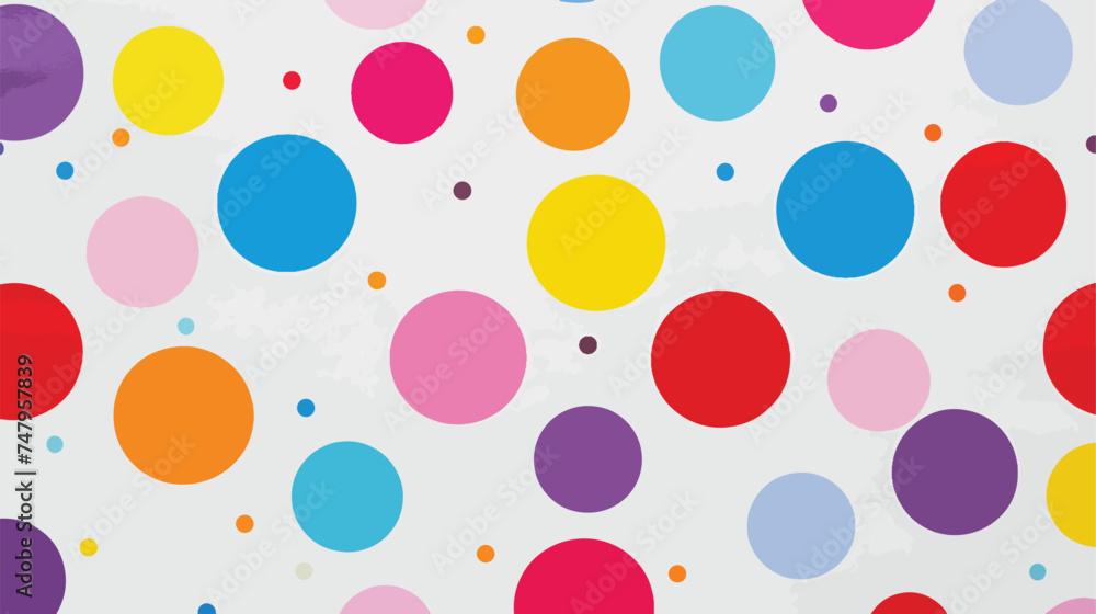 A multicolored polka dot pattern on a white background
