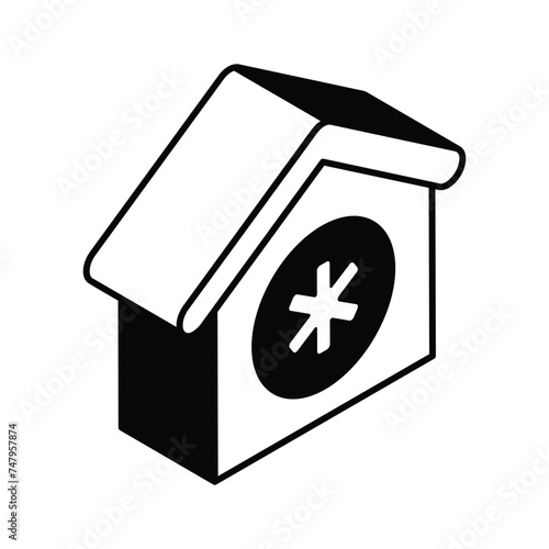 Well designed isometric icon of medical house, clinic, medical and healthcare vector