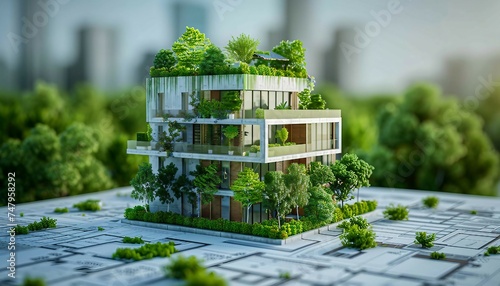 Environmental Sustainability in Construction Blueprints, environmental sustainability in construction blueprints with an image showing architects and engineers incorporating green building practices,  photo
