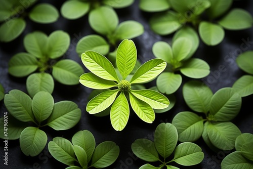 A picturesque image of a vibrant green lungs nestled in the forest.View from above