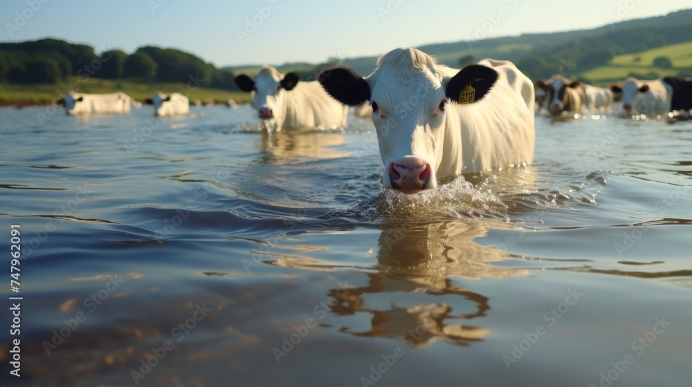 A male farmer tending cows on family farm in mountain landscape organic cattle breeding and life A male farmer tending cows on family farm in mountain landscape organic cattle breeding and life