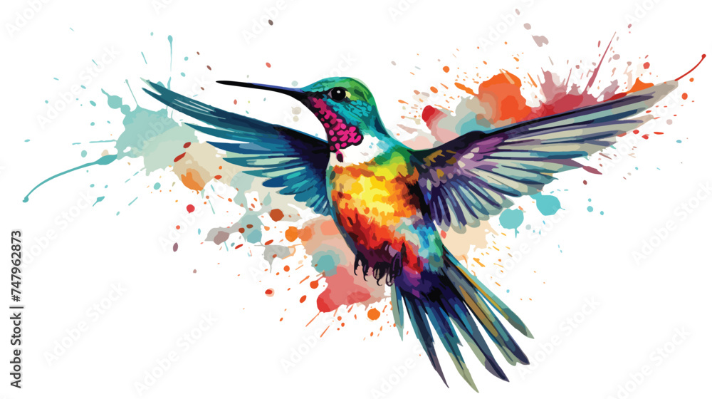 Hummingbird watercolor illustration spots 