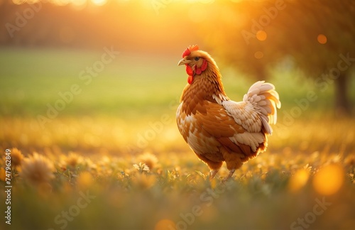Chicken in Sunrise Field