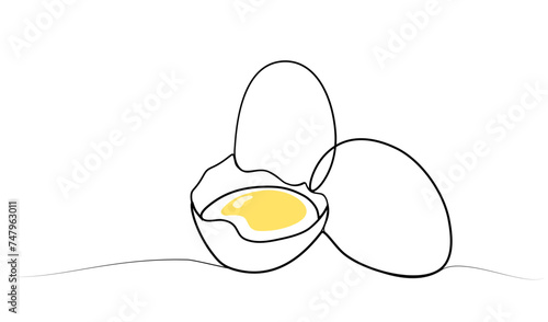 continuous drawing of eggs in one line. vector