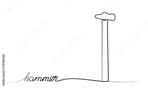 continuous drawing of a hammer in one line. vector