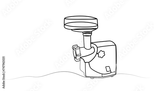 continuous drawing of a meat grinder in one line.