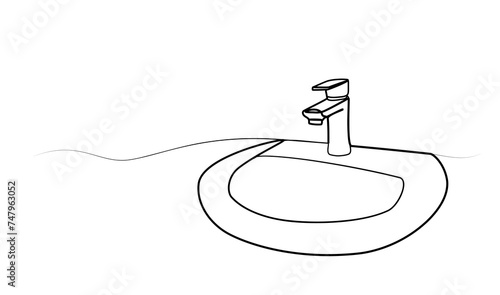 continuous drawing of a sink in one line.