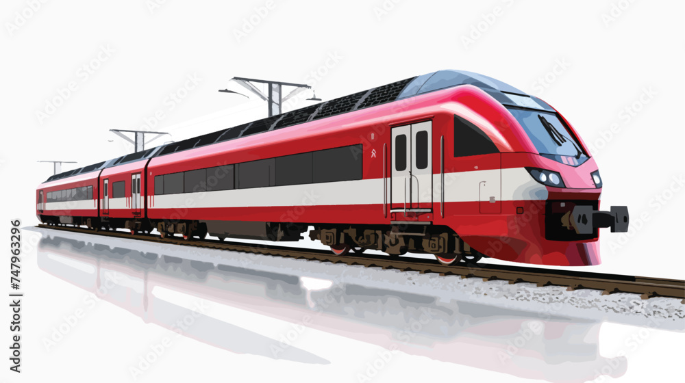 Train on a railway isolated on white background