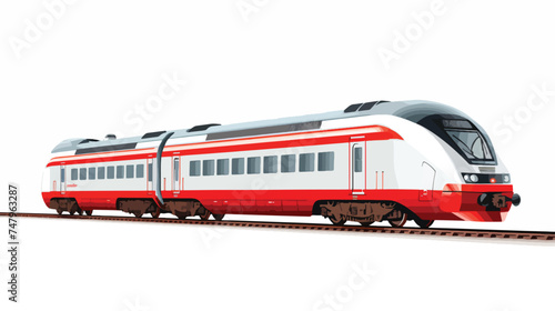 Train on a railway isolated on white background