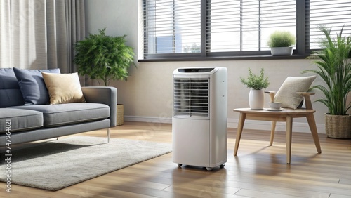 mobile air cooler in modern living room