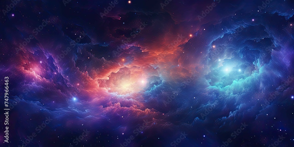 Vibrant Cosmic Nebula with Stars and Space Dust