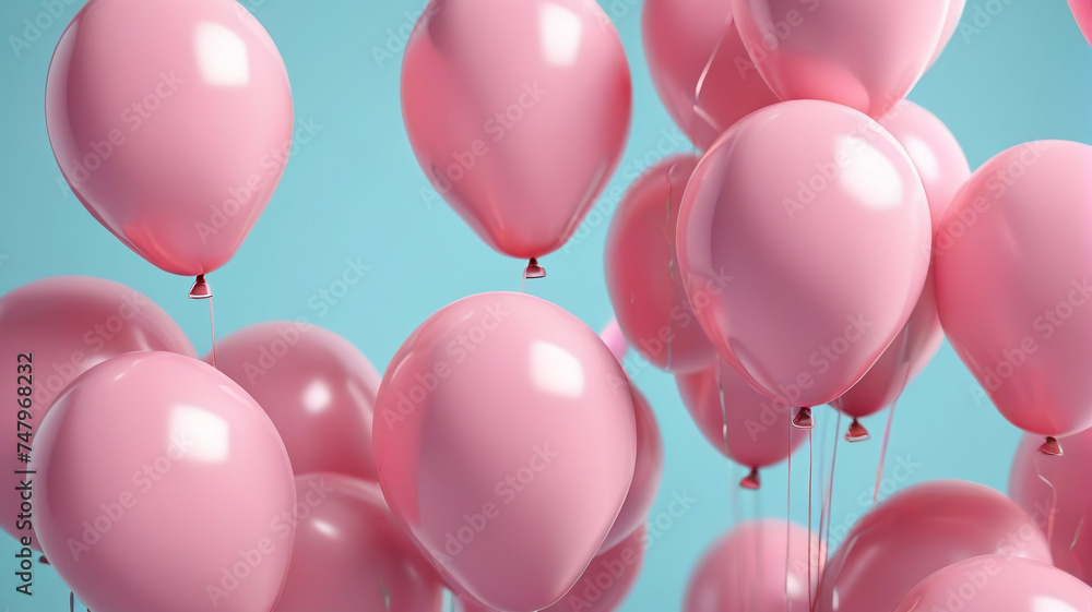 Colorful balloons on a pastel background, generative AI