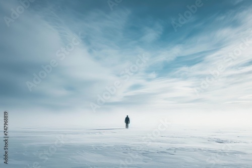 Lone Figure on Snowy Dune 