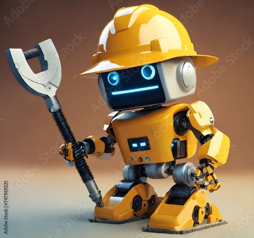 a robot with construction worker's helmet