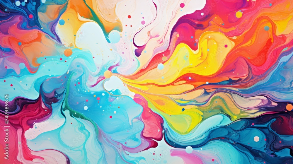 Vibrant and colorful marble ink splash design creating a bright and artistic background concept
