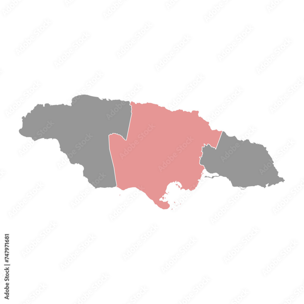 Middlesex County map, administrative division of Jamaica. Vector illustration.