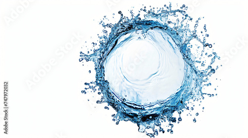 water splash isolated on white circle shape