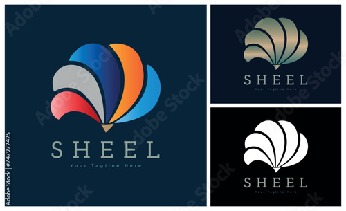 clam shell pearl colour set modern logo template design