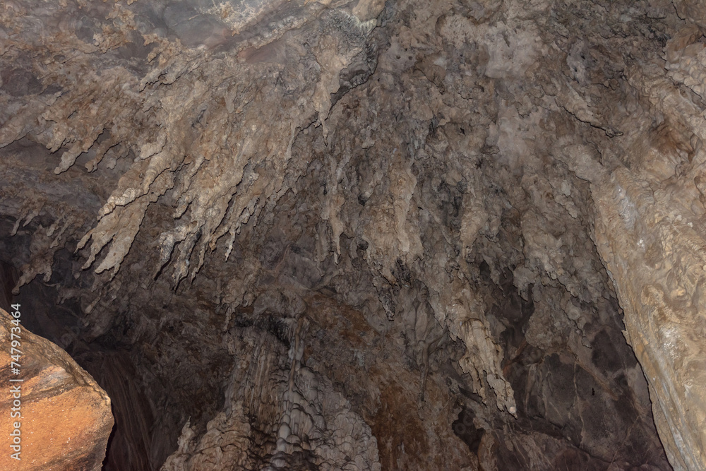 Stalactites in a karst cave