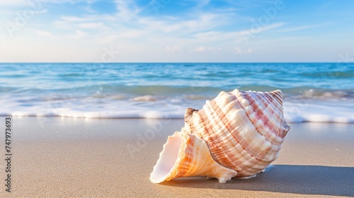 a seashell on a beach © TONSTOCK