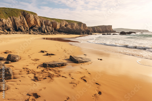 Sandy beach in a south-west County Donegal, Ireland. Beautiful nature marine landscape