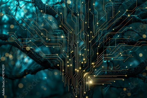 a tree with circuit board