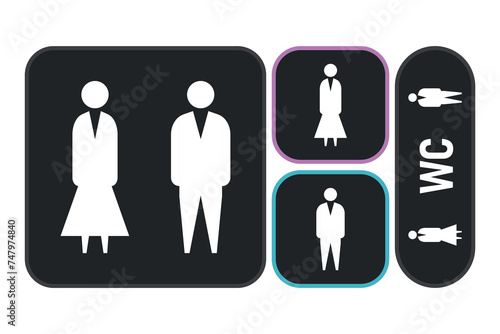 Set toilet signs men and women restroom icon