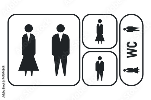 Set toilet signs men and women restroom icon