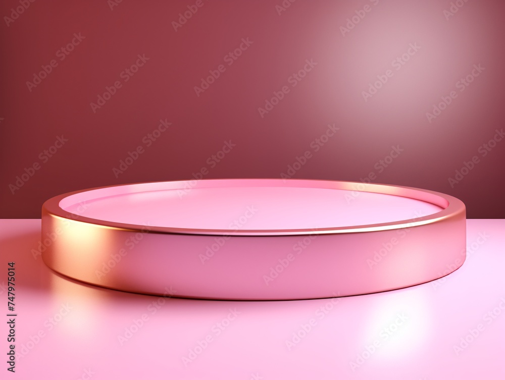 a pink round podium with a gold edge a pink round podium with a gold edge