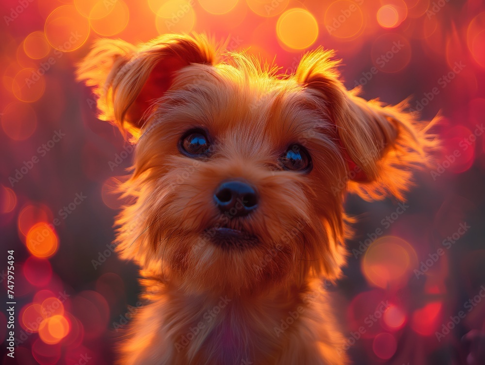 Fototapeta premium yorkie on a bright colored background